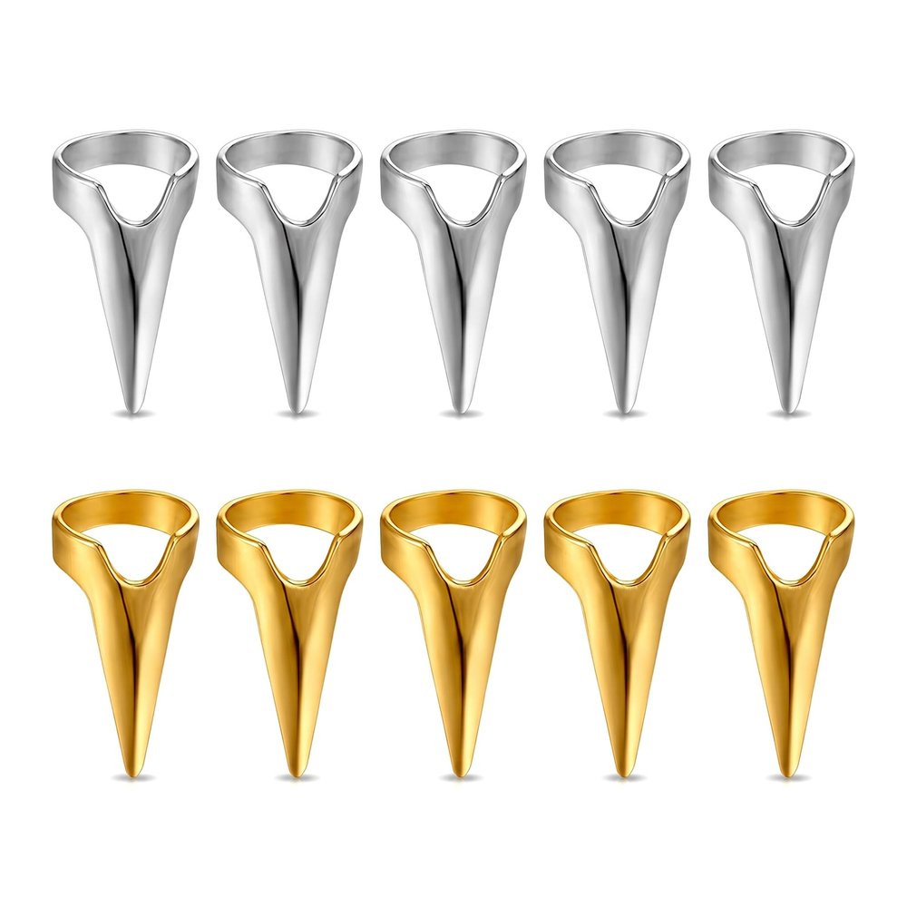 10 Pack Hair Parting Rings, Metal Finger Hair Sectioning Tools, Stainless Steel Hairline Separator Rings for Braiding Weaving Curling Extensions Cosplay, Gold Silver