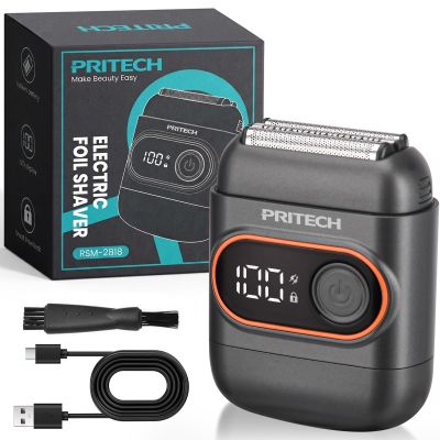 PRITECH Mini Foil Shaver for Men, Cordless Electric Razor USB-C Fast Charge