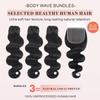 Bundles Human Hair 16 18 20+ 14 Inch 5x5 HD Lace Body Wave 12A Bundles with Closure 100% Unprocessed Brazlian Virgin Hair No Tangle Shedding Birthday Party Anniversary Natural Color for Women view 3