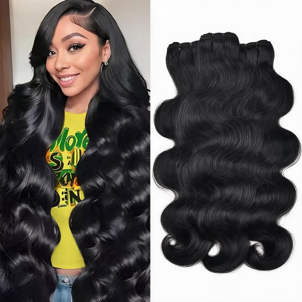 15A Raw Indian Human Hair Body Wave Bundles Human Hair 18 20 22 Inch 100% Unprocessed Indian Human 3 Bundles for Women Hair Extensions Quick Weave No Tangle Shedding Natural Black