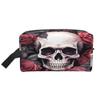 Dusviba Skull Floral Roses Pattern Toiletry Bag Travel Cosmetic Bag Large Capacity Makeup Bag Portable Organizer Pouch Oxford Fabric Waterproof Storage Bag for Women Men Travel Gym view 1