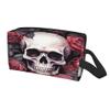 Dusviba Skull Floral Roses Pattern Toiletry Bag Travel Cosmetic Bag Large Capacity Makeup Bag Portable Organizer Pouch Oxford Fabric Waterproof Storage Bag for Women Men Travel Gym view 2