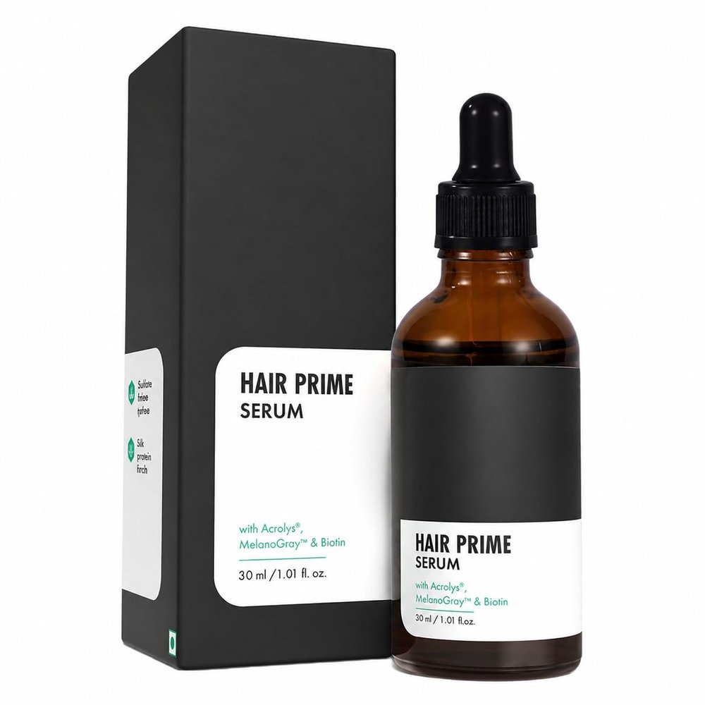 ThriveCo Grey Hair Prime Serum | Naturally Reverse Greying Hair & Beard | Advanced Clinically Proven Treatment | with Arcedin + Arcolys + Biotin | Light Weight, Non-Sticky | for Men & Women | 30 ml