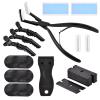 Tape in Hair Extension Tools Kit, Stainless Steel Plier, Remover Scraper, Clips & Tape for Tape-in Extensions, Black Styling Set for Home & Salon Use view 1