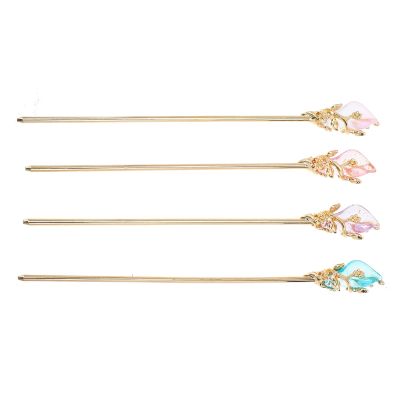 KJHBV 4pcs Retro Alloy Hair Chopsticks Chinese Style Hairpins Hanfu Headdress Hair Accessories for Women Traditional Vintage Sticks for Ancient Costume Color