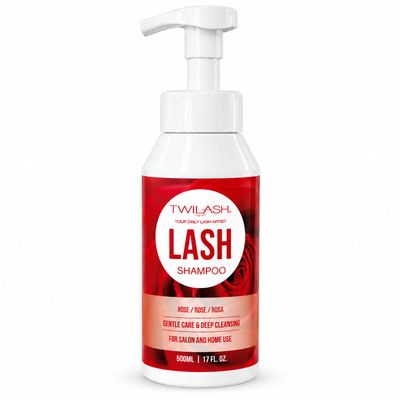 TWILASH Lash Shampoo 500ml / 17 fl oz, Gentle Foaming Eyelash Cleanser for Lash Extensions & Natural Lashes, Rich Foam Lash Wash for Daily Lash Care, Salon & Home Use, Rose