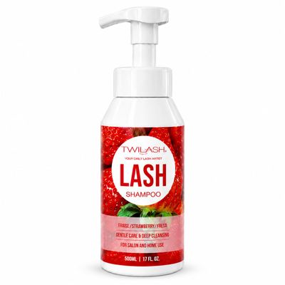 TWILASH Lash Shampoo 500ml / 17 fl oz, Gentle Foaming Eyelash Cleanser for Lash Extensions & Natural Lashes, Rich Foam Lash Wash for Daily Lash Care, Salon & Home Use, Strawberry