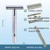 Double Edge Safety Razor for Unisex, 3 Platinum Coated Double Edge Blade Refills Safety Razo, Women Men's Razor with a Delicate Box, view 3