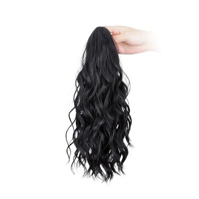 14" Ponytail Extension Multi Layered Fluffy Wavy Curly Claw Clip Natural Soft Synthetic Hairpiece Daily Use(1B)