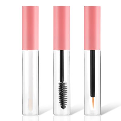 3 PCS Mascara Tube, 10ml Empty Mascara Tubes with Wand Plastic Eyeliner Tube Lip Gloss Tubes and Eyelash Cream Container Bottle with 3 Clear Leak Stoppers for Travel DIY Cosmetics, Pink