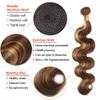 300g P427 Highlight Brown Bundles Human Hair Honey Blonde Body Wave 3 Bundles 24 26 28 Inch 2 Tone #4 Chocolate Brown and #27 Honey Blonde Bundle Human Hair Extensions view 3