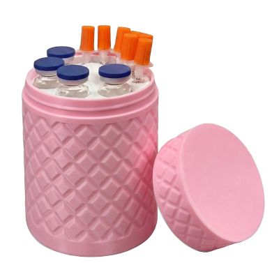 9-Slot Peptide Vial Organizer Case, Portable Travel Carrying Box for GLP-1 Insulin and 3ml/5ml/10ml Medication Vials, Space-Saving Protective Holder for Syringes and Health Supplies (Pink)