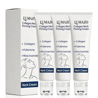 LUMAZO Neck Cream, Collagen Fullerene Neck Cream, Tighten and Lift Firming Cream, Collagen Cream with Five Rollers, Reduces Wrinkles and Double Chin (3pcs)