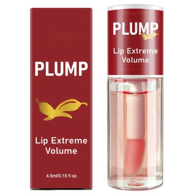 Moily 1Pc Lip Oil with Glass Shine Chili Extract, Slight Warm Sensation, Large Applicator for Instant Fuller Plump Red One Size