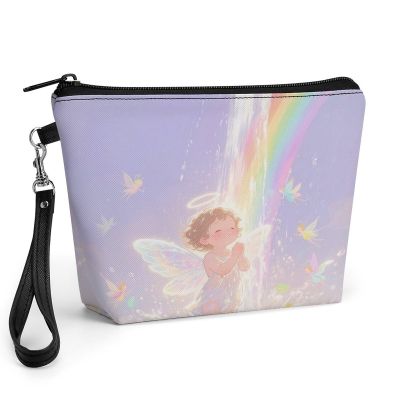 GHBNK Watercolor Angel Makeup Bag Wide-Open Travel Bag Organizer for Toiletry Make Up Cosmetic Waterproof Portable Zipper Pouch Purse Lightweight Small Makeupbag Gift for Women