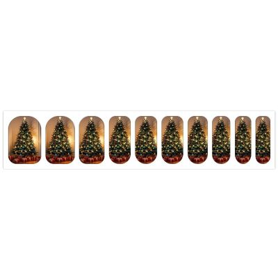 100 Pcs Christmas Tree Adorned with Light Bulbs And Bells Nail Stickers for Women - 10 Sheets Waterproof Full Cover Nail Wraps Self-Adhesive Decals for Press on Nails Long Lasting, Easy DIY Manicure G