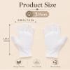 3 Pairs Cotton Gloves for Sleeping, White Breathable Open Finger Gloves, Pure Cotton, Stretch Comfortable Hand Protection Gloves for Makeup, Moisturizing, Daily Hand Care view 3