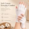 3 Pairs Cotton Gloves for Sleeping, White Breathable Open Finger Gloves, Pure Cotton, Stretch Comfortable Hand Protection Gloves for Makeup, Moisturizing, Daily Hand Care view 4