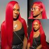 Braight Red Bundle Red Straight Human Hair Bundles 28 30 32 Inch Unprocessed Virgin Hair Weave 3 Bundles Burgundy Straight Bundle 150g view 2