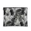Tropical Modern Makeup Bag, Black White Leaf Cosmetic Travel Pouch for Women, Portable Canvas Zipper Organizer, Summer Skincare Toiletry Bag 7x9 Inch view 1
