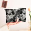 Tropical Modern Makeup Bag, Black White Leaf Cosmetic Travel Pouch for Women, Portable Canvas Zipper Organizer, Summer Skincare Toiletry Bag 7x9 Inch view 4