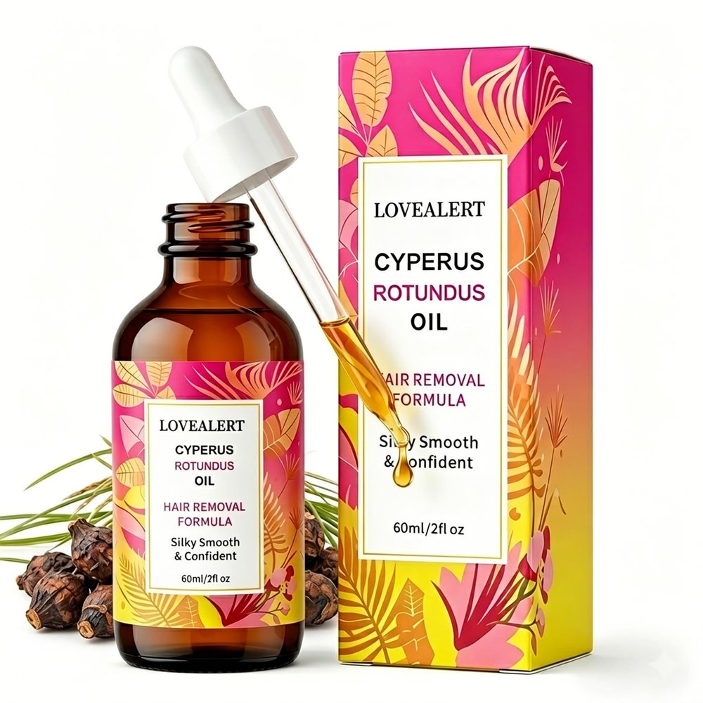 LOVEALERT Cyperus Rotundus Oil for Hair Removal 60ml Natural Hair Care Oil, Plant-Based Cypress Rotundus Oil to Reduce Unwanted Hair Appearance, Soothes & Moisturizes Skin, Gentle for Sensitive Skin