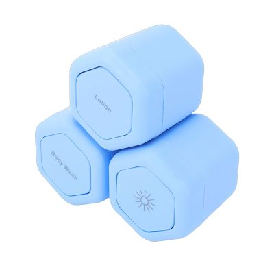Aumotop Compact Magnetic Travel Containers with Generous Capacity, Minimalist Magnetic Cream Jars, 3 Pcs Travel Containers for OntheGo (Blue)
