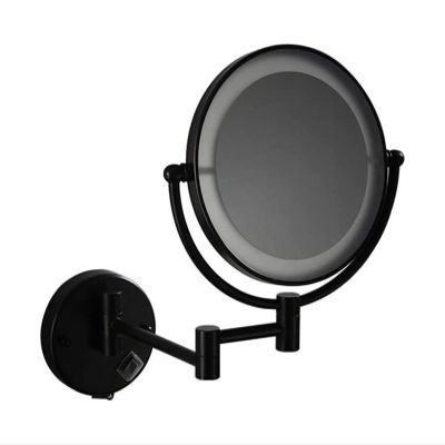 LOPASJNCS Makeup Mirror Cosmetic Vanity Mirror Black LED 8 Inch Makeup Double 3 Times Magnification with Light Bathroom Telescopic
