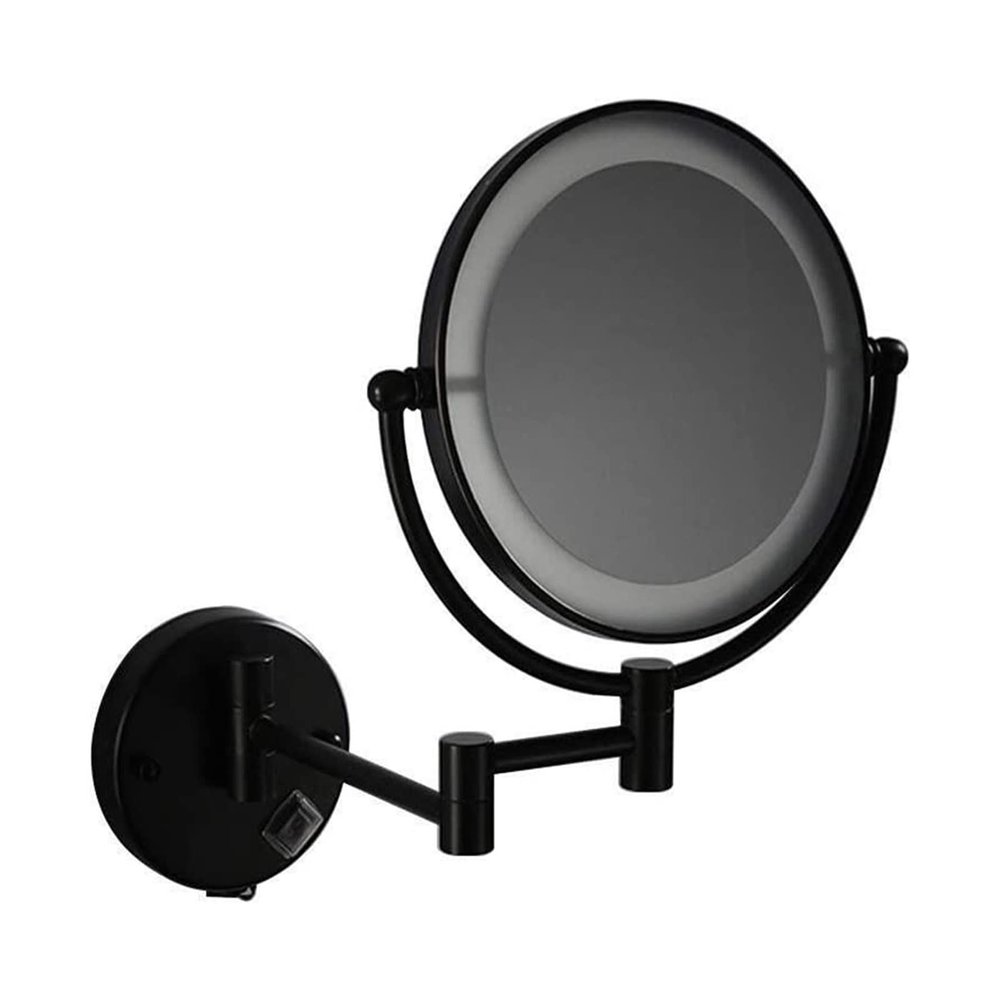 LOPASJNCS Makeup Mirror Cosmetic Vanity Mirror Black LED 8 Inch Makeup Double 3 Times Magnification with Light Bathroom Telescopic