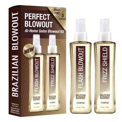 BRAZILIAN BLOWOUT Flash Blowout & Frizz Shield Duo, Repair, Smooth Fast Dry