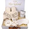 Personalized Luxury Bridal Gift Box with Mrs. Slippers, Tumbler, Jewelry Dish, Satin Sleep Mask and Scrunchie view 1