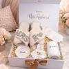 Personalized Luxury Bridal Gift Box with Mrs. Slippers, Tumbler, Jewelry Dish, Satin Sleep Mask and Scrunchie view 3