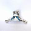 Large shiny turquoise blue silver metal western hair claw clip view 1