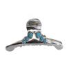 Large shiny turquoise blue silver metal western hair claw clip view 2