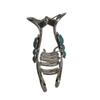Large shiny turquoise blue silver metal western hair claw clip view 4