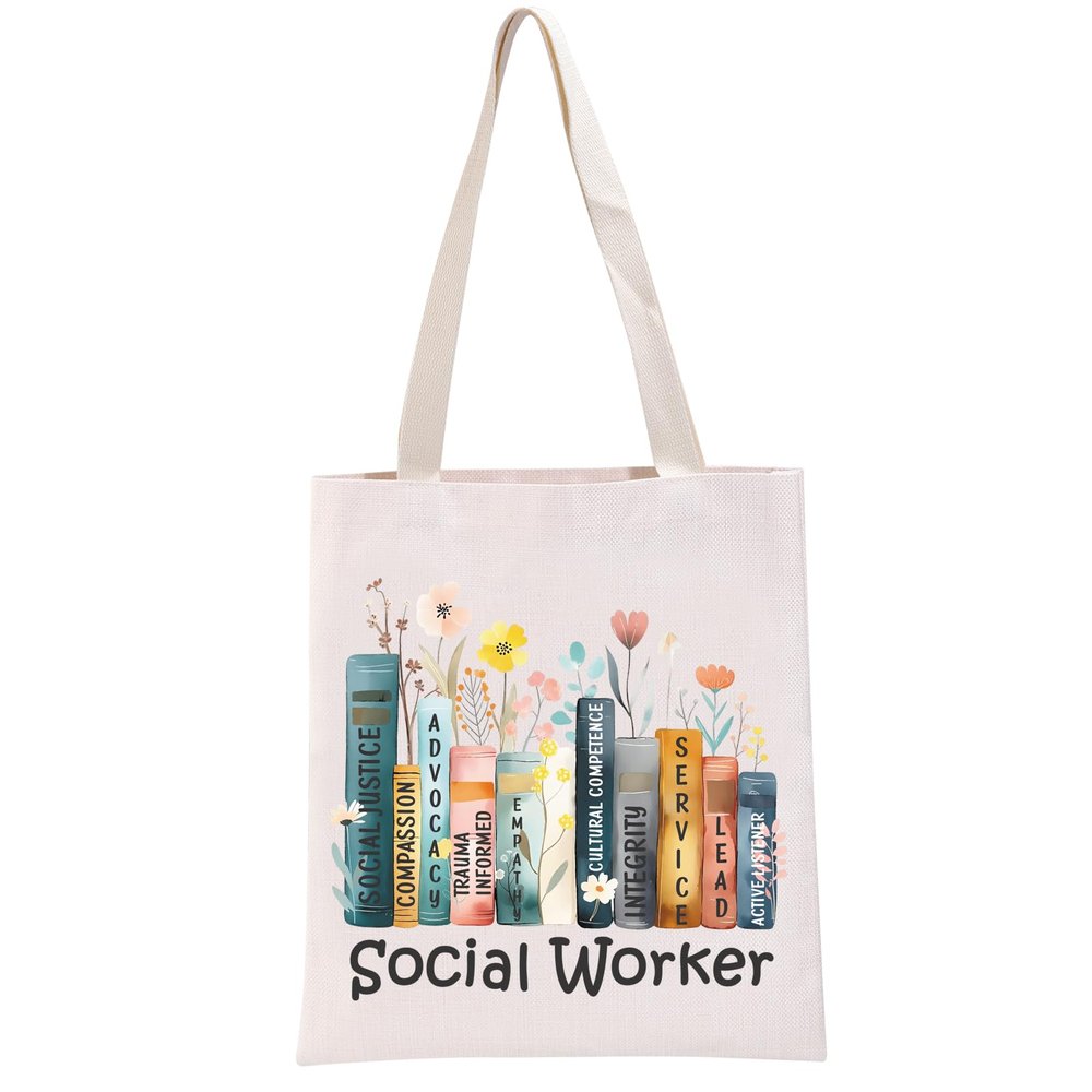 G2TUP Mental Health Advocates Gift Social Worker Tote Bag Therapy Team Handbag Social Justice Gift (Social Worker Design TB)