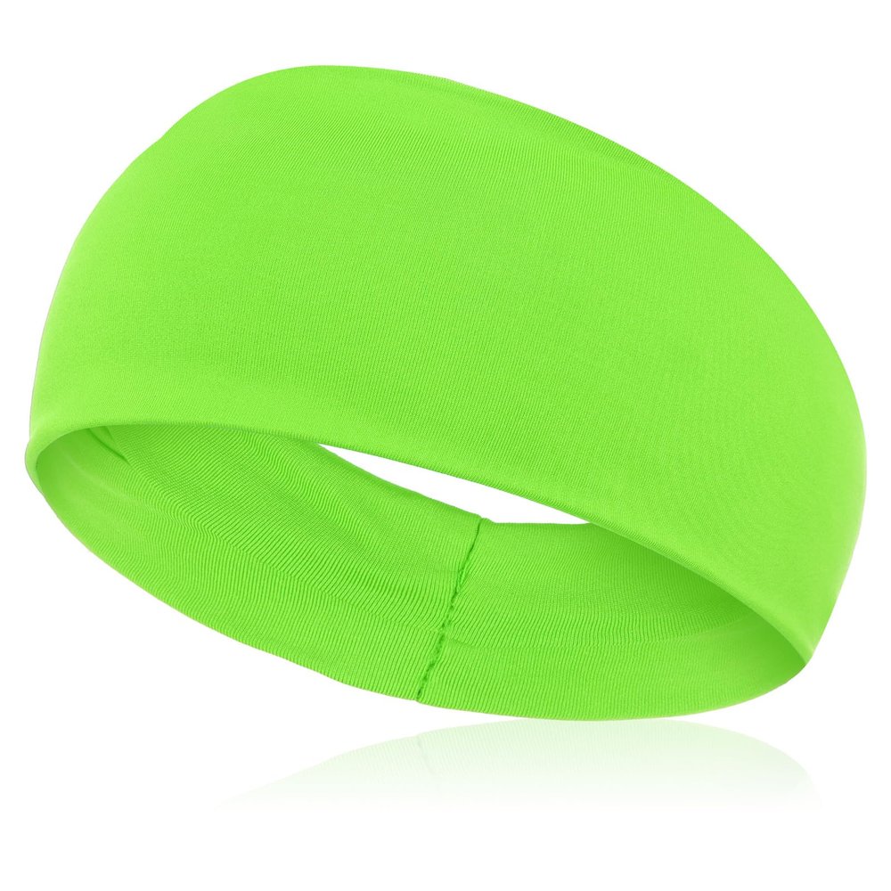 HaiFafafaing 80s 90s Neon Hot Green Headband, Wide Non-slip Sweat Hairbands,Solid Sports Headbands for Glow Party Retro Print Travel Party Yoga Running Fitness