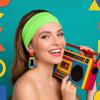 HaiFafafaing 80s 90s Neon Hot Green Headband, Wide Non-slip Sweat Hairbands,Solid Sports Headbands for Glow Party Retro Print Travel Party Yoga Running Fitness view 4