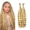 613 Boho Human Hair 613 Boho Hair For Braiding Highlight Blonde Braiding Pre Stretched Deep Curly Wave Ombre 613 Blonde Braids No Weft HuxoWax Color 613 Braids 14 14 Inch view 1