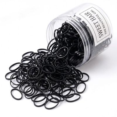 1000Pcs Black Hair Ties, Qtopun High Elastic Hair Rubber Bands Strong Ponytail Holders, Seamless No Damage No Crease for WomenThick Curly Straight Hair - Black
