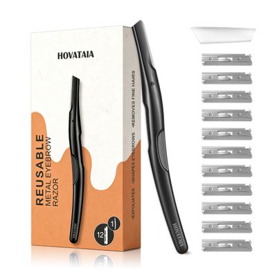 HOVATAIA Reusable Dermaplane Razor for Women & Man, 11 Blades- Matte Black