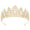 Queen Crown Rhinestone Wedding Crowns and Tiaras for Women Costume Party Hair Accessories Princess Birthday Crown Crystal Bridal Crown (Gold+White-A) view 1