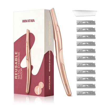 HOVATAIA Professional Facial Razor, 11 Blades- Rose Gold