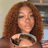 Amygirl Wear and Go Glueless Wigs Human Hair Pre Plucked Pre Cut Bob 4x4 Curly Wave Lace Front Wigs Human Hair 180% Density No Glue Human Hair Wigs for Black Women, Auburn, 12 Inch view 1