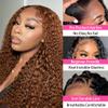 Amygirl Wear and Go Glueless Wigs Human Hair Pre Plucked Pre Cut Bob 4x4 Curly Wave Lace Front Wigs Human Hair 180% Density No Glue Human Hair Wigs for Black Women, Auburn, 12 Inch view 2