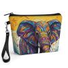 FekiLoot Colorful Elephant Makeup Bag for Travel, Large Capacity Toiletry Bag with Zipper, Leather Cosmetic Organizer Bag, Waterproof Cosmetic Storage Case with Hook, Makeup Case view 1