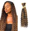 28 28 Inch P427 Human Braiding Hair Highlight Boho Human Hair for Braiding Deep Wave Bulk #27 Human Boho Braiding Hair Extensions for Boho Braids 110g view 1