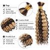 28 28 Inch P427 Human Braiding Hair Highlight Boho Human Hair for Braiding Deep Wave Bulk #27 Human Boho Braiding Hair Extensions for Boho Braids 110g view 3