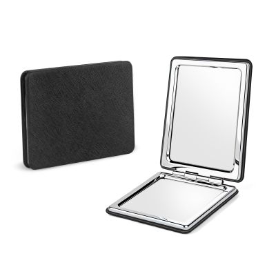 2-Pack Elegant Compact Travel Makeup Mirrors for Men Women, Dual-Sided Folding Cosmetic Mirror with 1x & 2x Magnification, Handheld Portable Vanity Mirror for Pocket Purse Handbag (Elegant Black)
