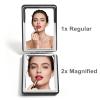 2-Pack Elegant Compact Travel Makeup Mirrors for Men Women, Dual-Sided Folding Cosmetic Mirror with 1x & 2x Magnification, Handheld Portable Vanity Mirror for Pocket Purse Handbag (Elegant Black) view 2